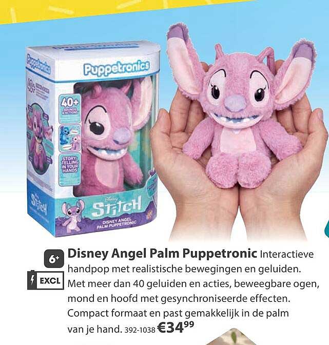Disney Angel Palm Puppetronic Interactieve handpop met realistische bewegingen en geluiden.