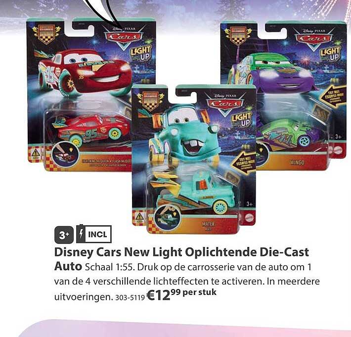 Disney Cars New Light Oplichtende Die-Cast Auto