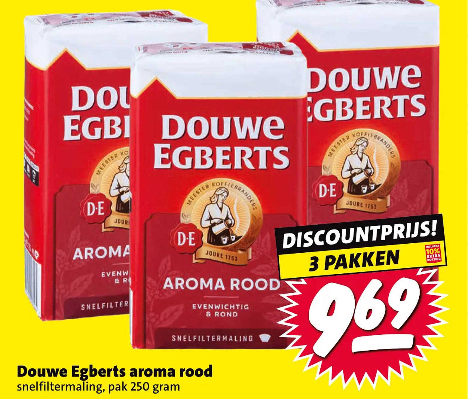 Douwe Egberts aroma rood snelfiltermaling, pak 250 gram