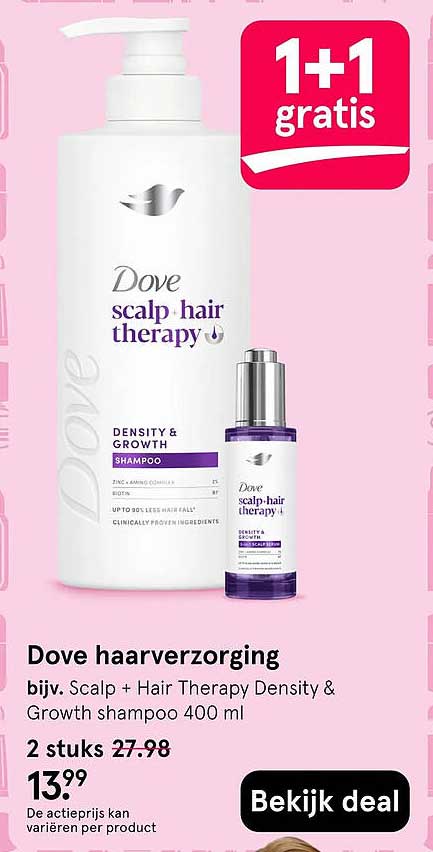 Dove haarverzorging 1+1 gratis