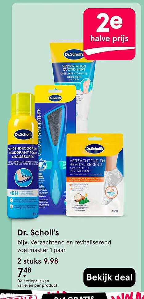 Dr. Scholl's bijv. Verzorgend en revitaliserend voetmasker 1 paar 2e halve prijs
