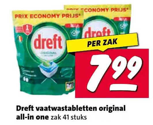 Dreft vaatwastabletten original all-in one zak 41 stuks PER ZAK