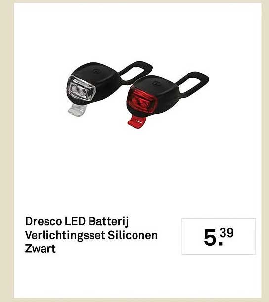 Dresco LED Batterij Verlichtingsset Siliconen Zwart