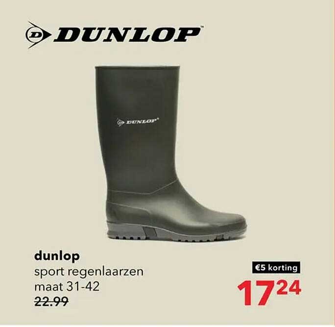 dunlop sport regenlaarzen maat 31-42 €5 korting