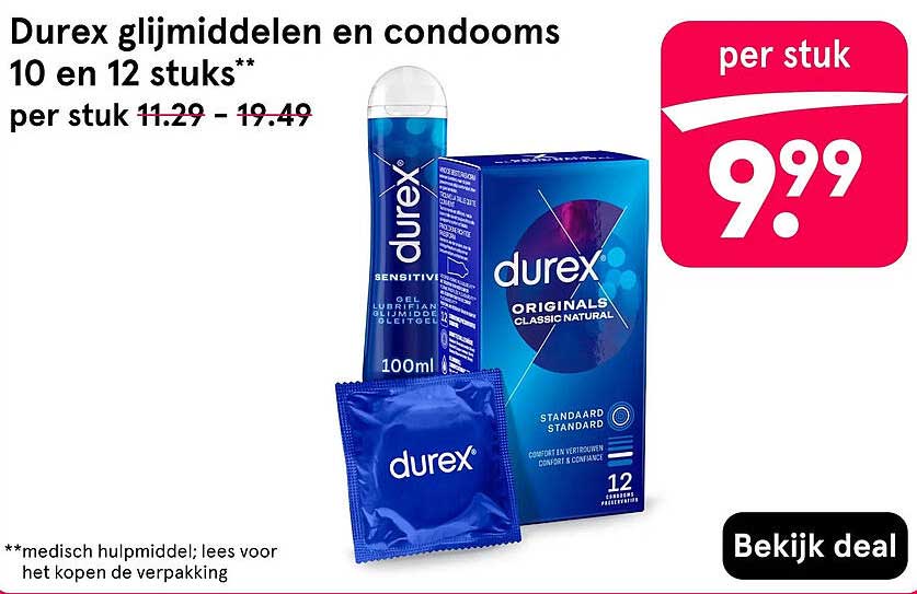 Durex glijmiddelen en condooms 10 en 12 stuks**