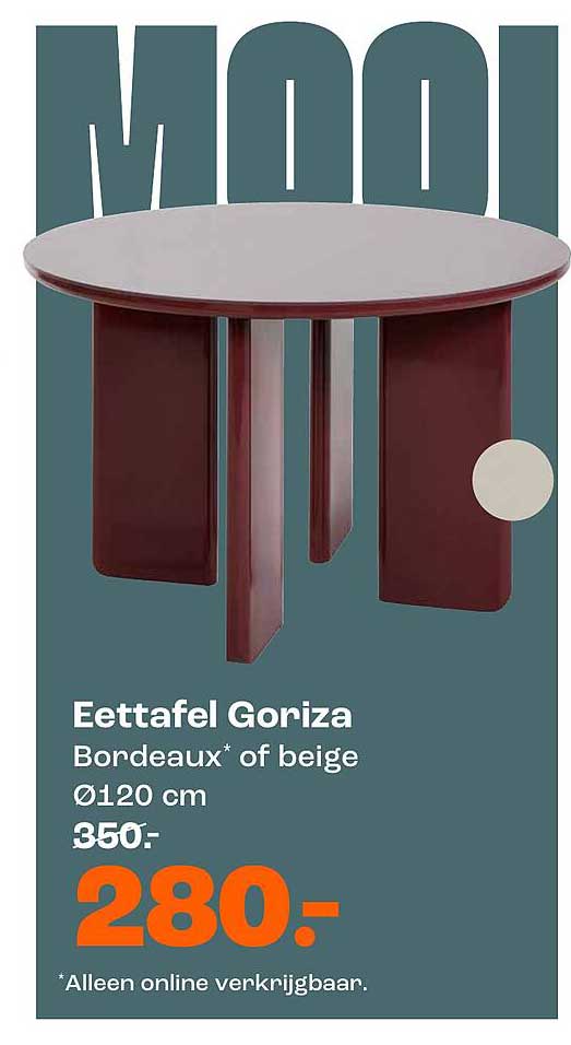 Eettafel Goriza Bordeaux* of beige Ø120 cm