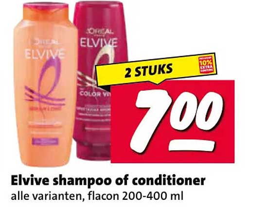 Elvive shampoo of conditioner alle varianten, flacon 200-400 ml 2 STUKS