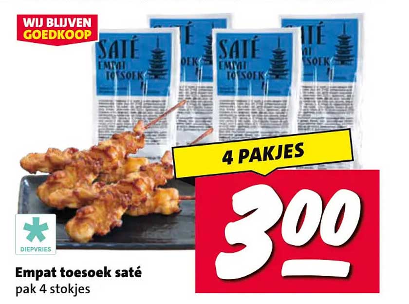 Empat tosoek saté pak 4 stokjes 4 pakjes