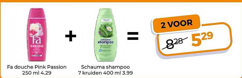 Fa douche Pink Passion 250 ml + Schauma shampoo 7 kruiden 400 ml 2 VOOR