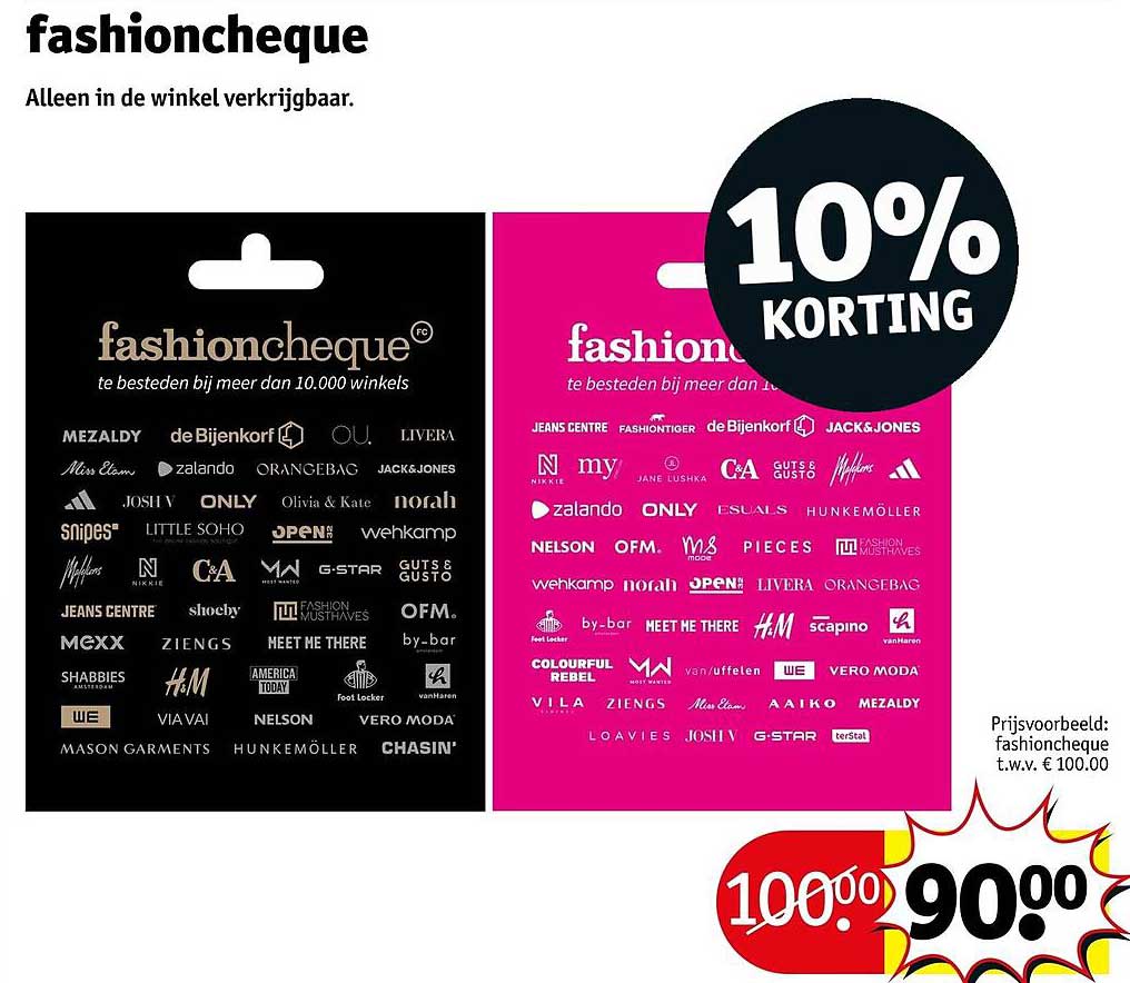 fashioncheque 10% korting