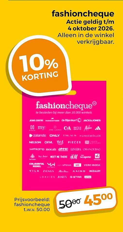 fashioncheque 10% KORTING
