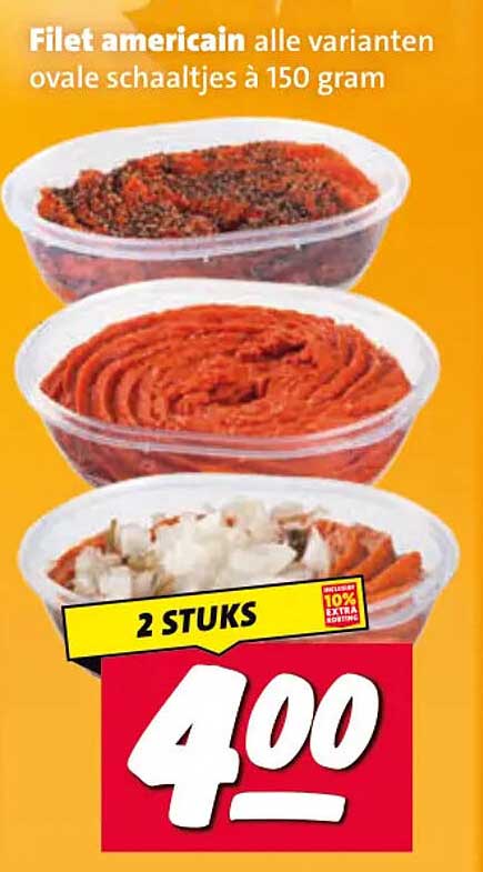Filet americain alle varianten ovale schaaltjes à 150 gram 2 STUKS