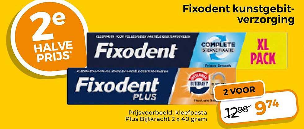 Fixodent kunstgebit-verzorging 2e halve prijs