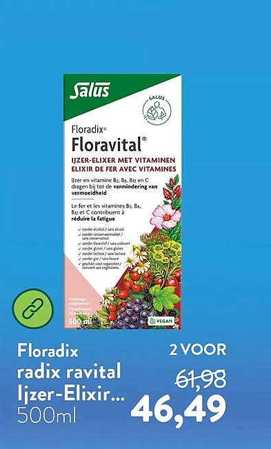 Floradix radix ravital ijzer-Elixir... 500ml 2 VOOR