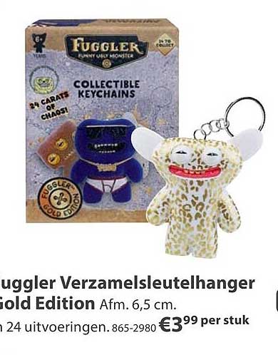 Fuggler Verzamelsleutelhanger Gold Edition Afm. 6,5 cm.