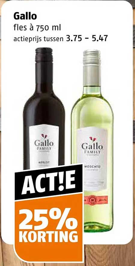 Gallo fles à 750 ml ACT!E 25% KORTING
