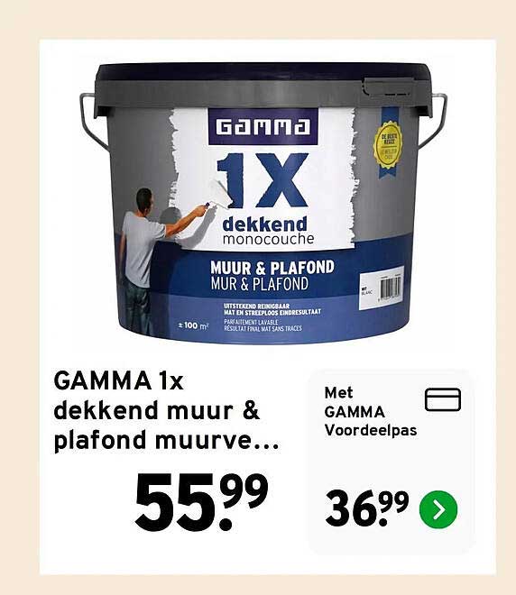 GAMMA 1x dekkend muur & plafond muurverf