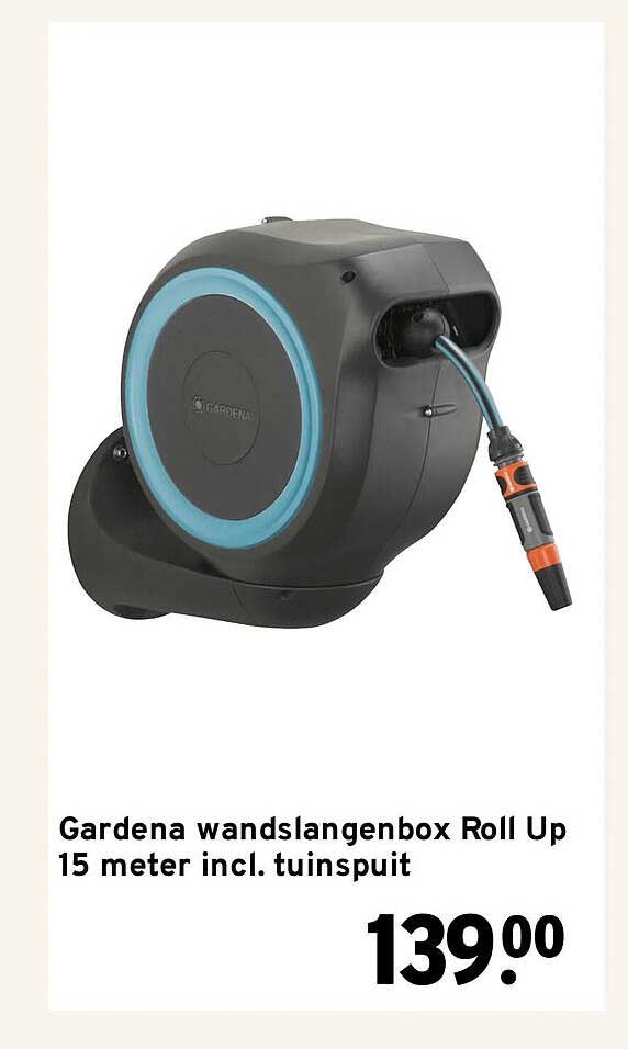 Gardena wandslangenbox Roll Up 15 meter incl. tuinspuit