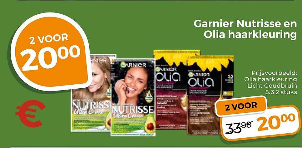 Garnier Nutrisse en Olia haarkleuring 2 voor 20,00