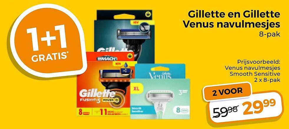 Gillette en Gillette Venus navulmesjes 8-pak 1+1 gratis