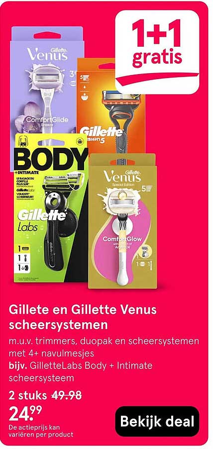 Gillette en Gillette Venus scheersystemen 1+1 gratis