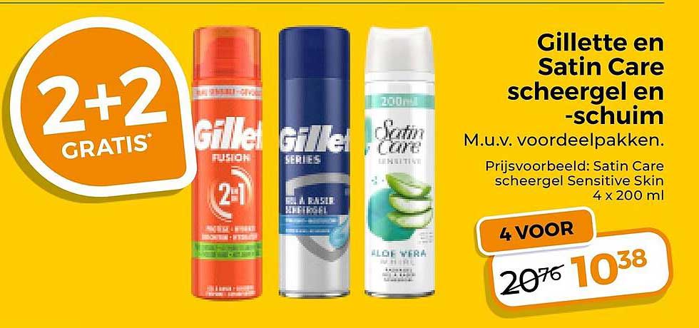 Gillette en Satin Care scheergel en -schuim 2+2 gratis