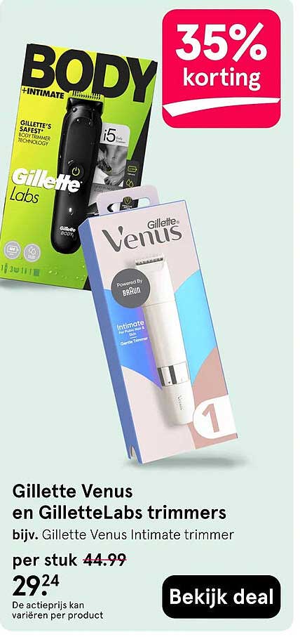 Gillette Venus en GilletteLabs trimmers 35% korting