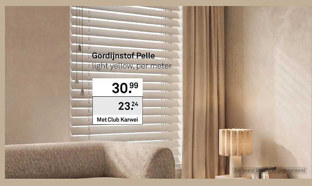 Gordijnstof Pelle light yellow, per meter