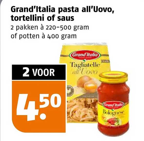 Grand'Italia pasta all'Uovo, tortellini of saus