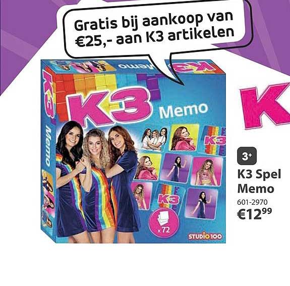 Gratis bij aankoop van €25,- aan K3 artikelen