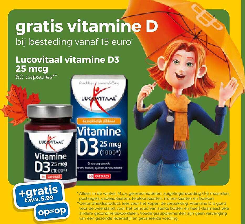 gratis vitamine D bij besteding vanaf 15 euro