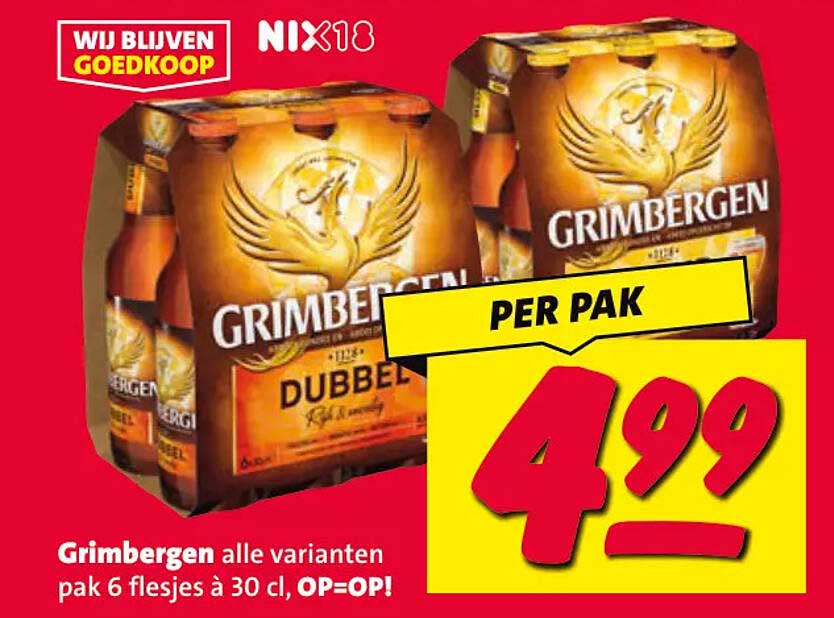 Grimbergen alle varianten pak 6 flesjes à 30 cl, OP=OP! PER PAK