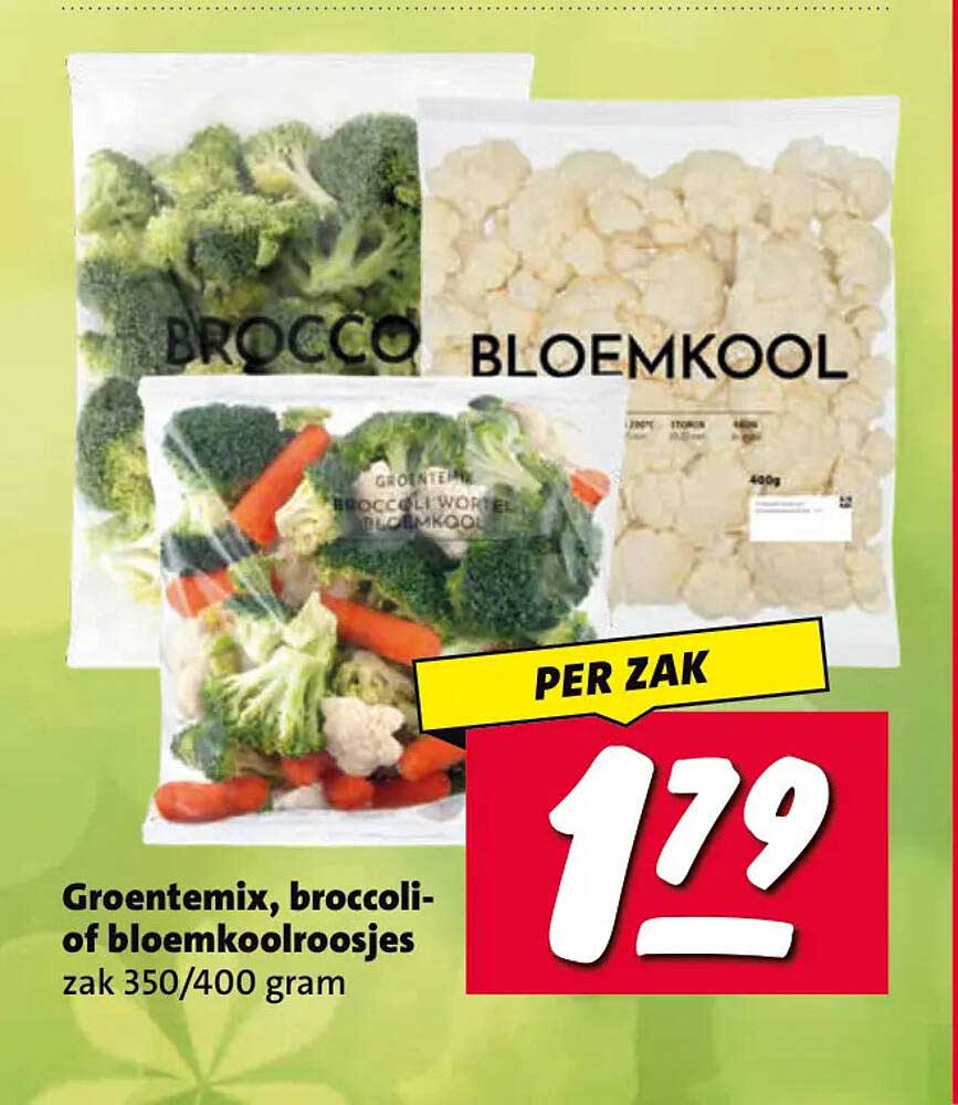 Groentemix, broccoli- of bloemkoolroosjes zak 350/400 gram