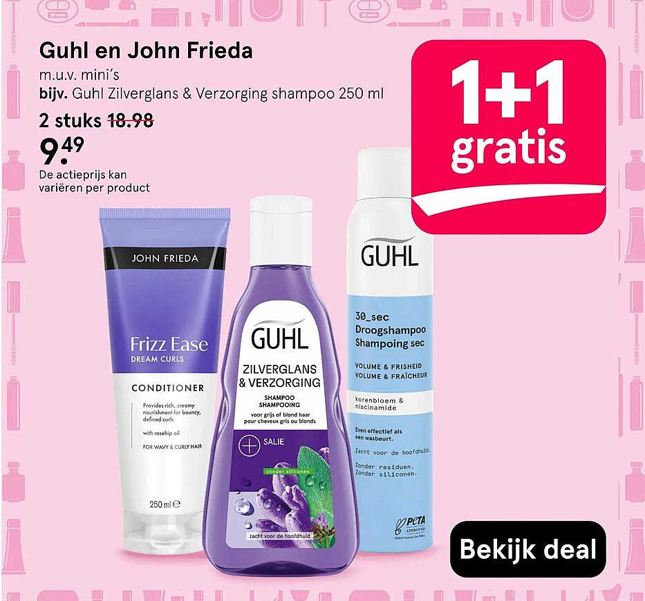Guhl en John Frieda 1+1 gratis