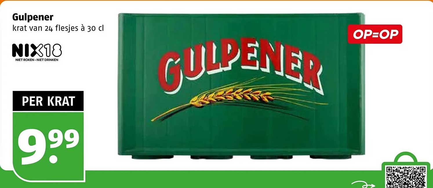 Gulpener krat van 24 flesjes à 30 cl OP=OP