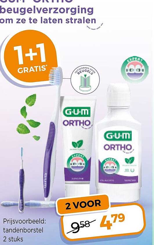 GUM ORTHO mondverzorging 1+1 gratis