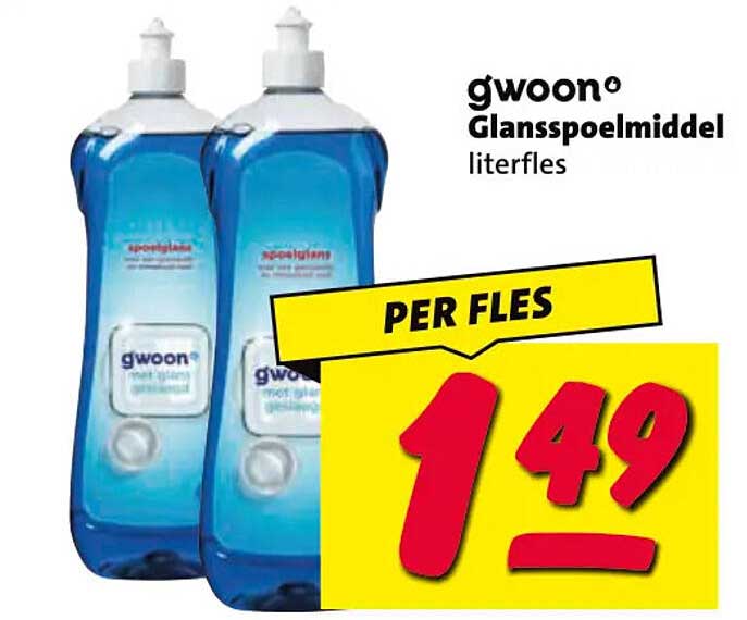 gwoon Glasspoelmiddel literfles PER FLES
