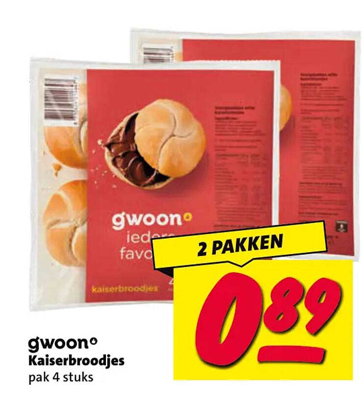 g'woon Kaiserbroodjes pak 4 stuks 2 PAKKEN