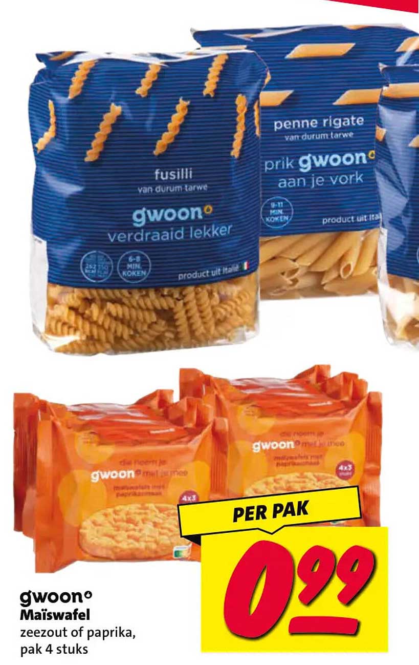 g'woon Maiswafel zeezout of paprika, pak 4 stuks