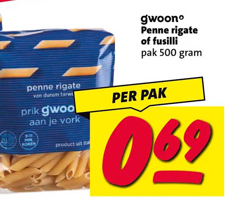 g'woon Penne rigate of fusilli pak 500 gram