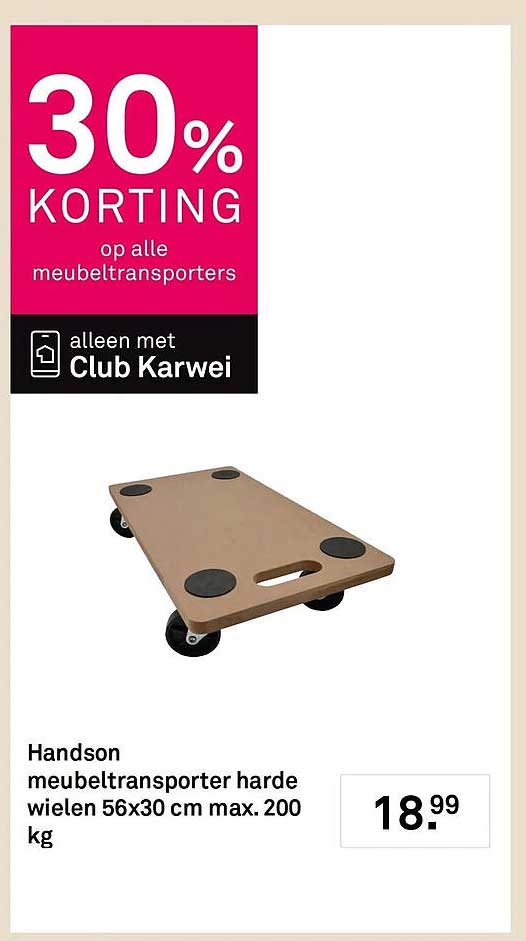 Handson meubeltransporter harde wielen 56x30 cm max. 200 kg