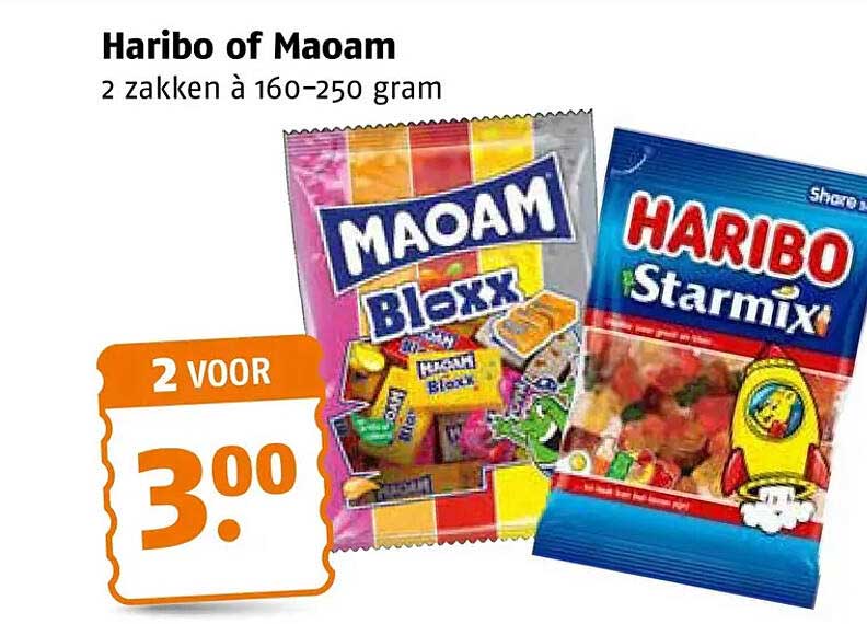 Haribo of Maoam 2 zakken à 160-250 gram