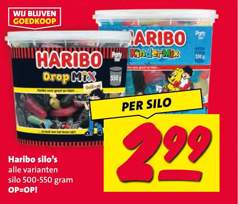 Haribo silo’s alle varianten silo 500-550 gram PER SILO