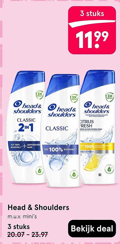 Head & Shoulders m.u.v. mini’s 3 stuks