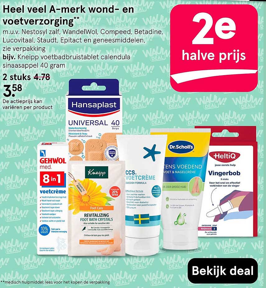 Heel veel A-merk wond- en voetverzorging** 2e halve prijs