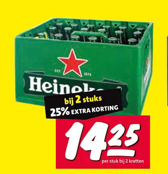 Heineken bij 2 stuks 25% EXTRA KORTING