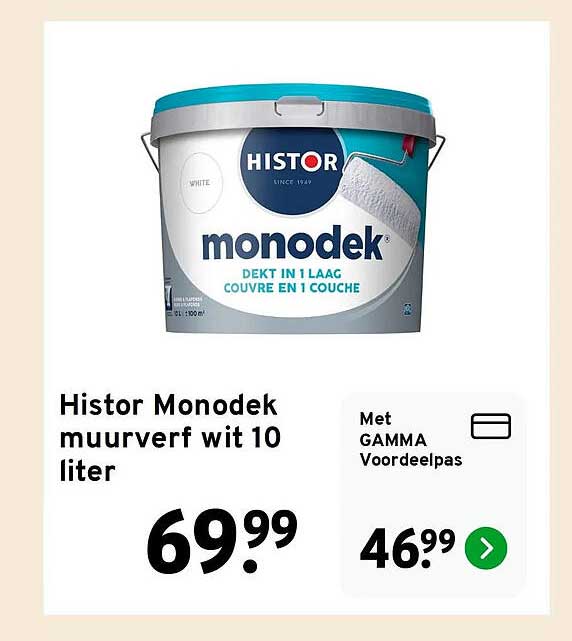 Histor Monodek muurverf wit 10 liter