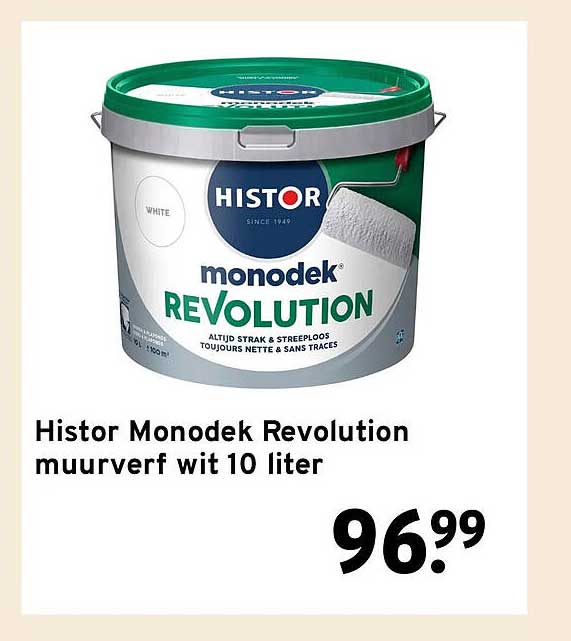 Histor Monodek Revolution muurverf wit 10 liter