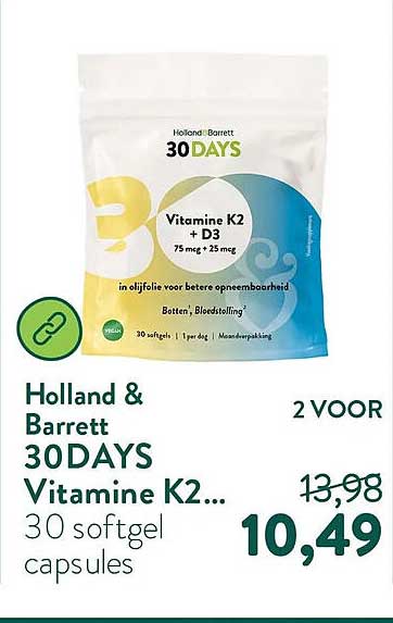 Holland & Barrett 30DAYS Vitamine K2... 30 softgel capsules