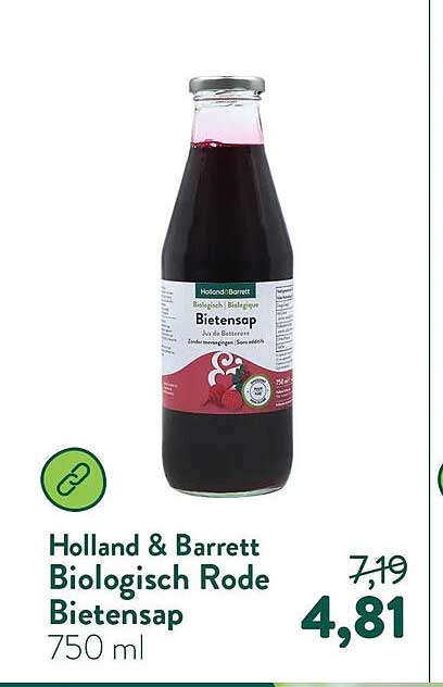 Holland & Barrett Biologisch Rode Bietensap 750 ml